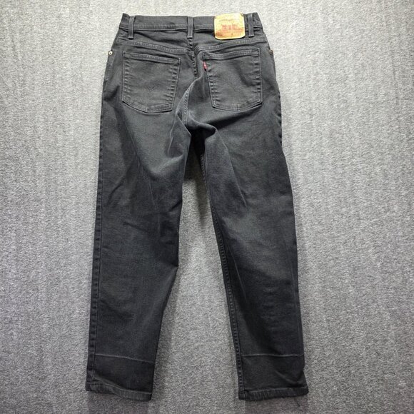 Levis 550 Jeans Womens 12 Short Black Relaxed Fit Tapered Leg Stretch Denim - Picture 1 of 10